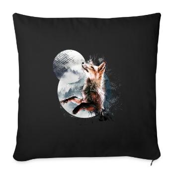 Fox in the moonlight - Sofa pillowcase 17,3'' x 17,3'' (45 x 45 cm) - black - Front