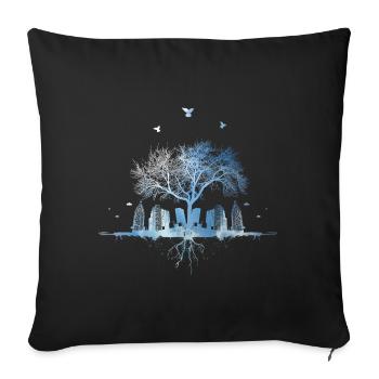 Sky nature city tree skyscraper bird roots - Sofa pillowcase 17,3'' x 17,3'' (45 x 45 cm) - black - Front