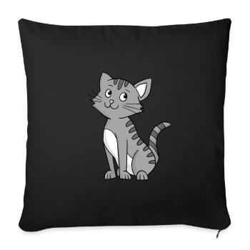 Grey Cat - Sofa pillowcase 17,3'' x 17,3'' (45 x 45 cm) - black - Front