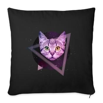 Space cat - Sofa pillowcase 17,3'' x 17,3'' (45 x 45 cm) - black - Front