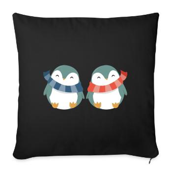 Glückliche Pinguine - Sofakissenbezug 45 x 45 cm - Schwarz - Vorne