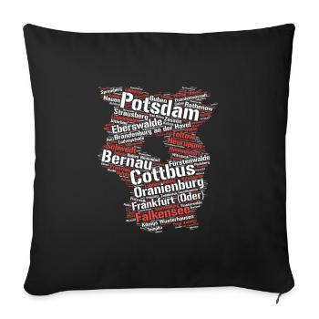 Bundesland Brandenburg: Städte im Umriss - Sofakissenbezug 45 x 45 cm - Schwarz - Vorne