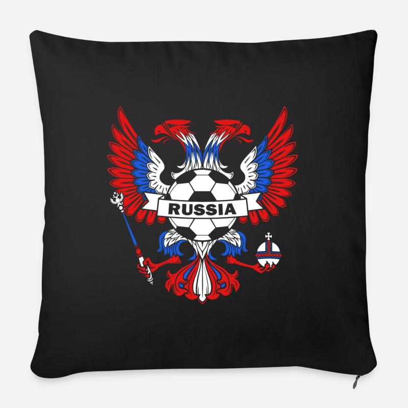 Drapeau de la Russie Moscou Poutine nation russe - Housse de coussin décorative 45 x 45 cm - noir