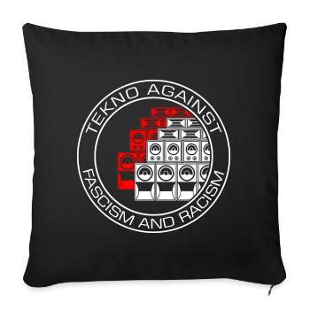 Tekno contre le fascisme et le racisme - Housse de coussin décorative 45 x 45 cm - noir - Devant