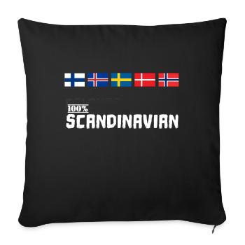 Scandinavie 100% Scandinave Viking flag - Housse de coussin décorative 45 x 45 cm - noir - Devant