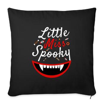 Little Miss Spooky - Halloween pumpkin vampire teeth - Sofa pillowcase 17,3'' x 17,3'' (45 x 45 cm) - black - Front
