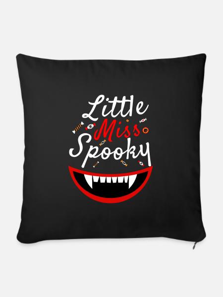 Little Miss Spooky - Halloween pumpkin vampire teeth - Sofa pillowcase 17,3'' x 17,3'' (45 x 45 cm) - black