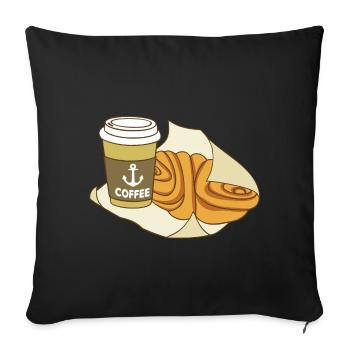 French rolls & coffee - Sofa pillowcase 17,3'' x 17,3'' (45 x 45 cm) - black - Front