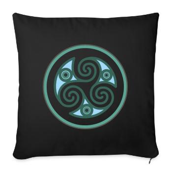 Spirale celtique trisque en vert bleu - Housse de coussin décorative 45 x 45 cm - noir - Devant