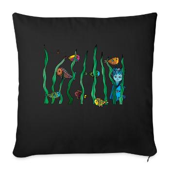 Udus with the fish in the water - Sofa pillowcase 17,3'' x 17,3'' (45 x 45 cm) - black - Front