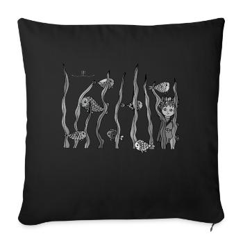 Udus with the fish in the water - Sofa pillowcase 17,3'' x 17,3'' (45 x 45 cm) - black - Front