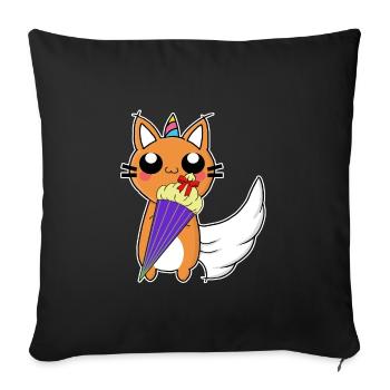 Caticorn fier avec sac de sucre - Housse de coussin décorative 45 x 45 cm - noir - Devant