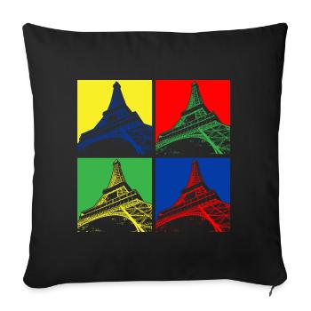 Eiffel tower - Sofa pillowcase 17,3'' x 17,3'' (45 x 45 cm) - black - Front