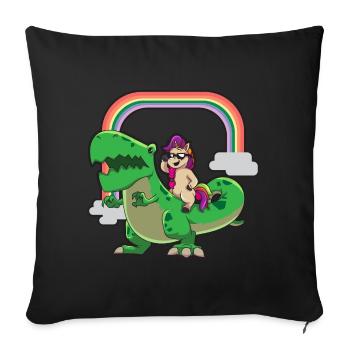 Unicorn loves T Rex - Sofa pillowcase 17,3'' x 17,3'' (45 x 45 cm) - black - Front