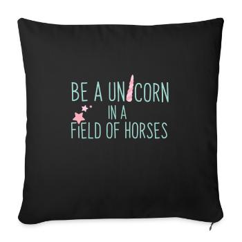 BA UNE UNICORNE DANS UN DOMAINE DE CHEVAUX - Housse de coussin décorative 45 x 45 cm - noir - Devant