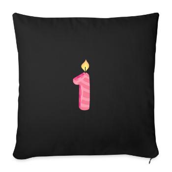 First Birthday Birthday Candle Happy Birthday - Sofa pillowcase 17,3'' x 17,3'' (45 x 45 cm) - black - Front