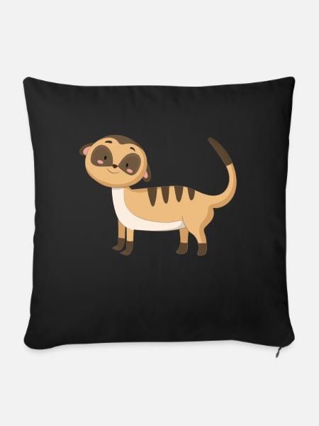 Meerkatze Erdmännchen - Sofakissenbezug 45 x 45 cm - Schwarz