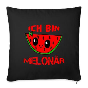 Pastèque melon melon - Housse de coussin décorative 45 x 45 cm - noir - Devant