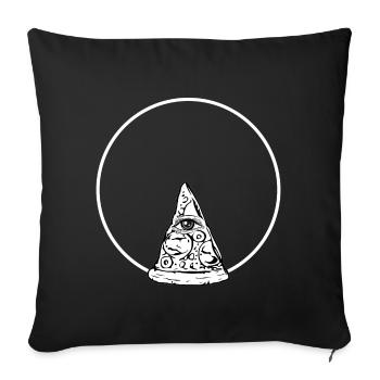 All seeing eye pizza (white print) - Sofa pillowcase 17,3'' x 17,3'' (45 x 45 cm) - black - Front
