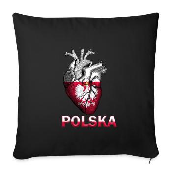 Poland is in my heart - Sofa pillowcase 17,3'' x 17,3'' (45 x 45 cm) - black - Front