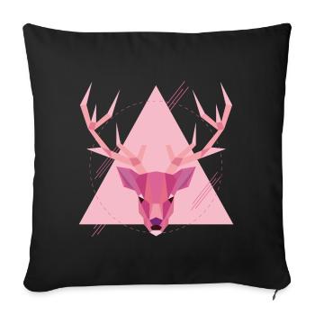 Geometrischer Hirsch - Sofakissenbezug 45 x 45 cm - Schwarz - Vorne