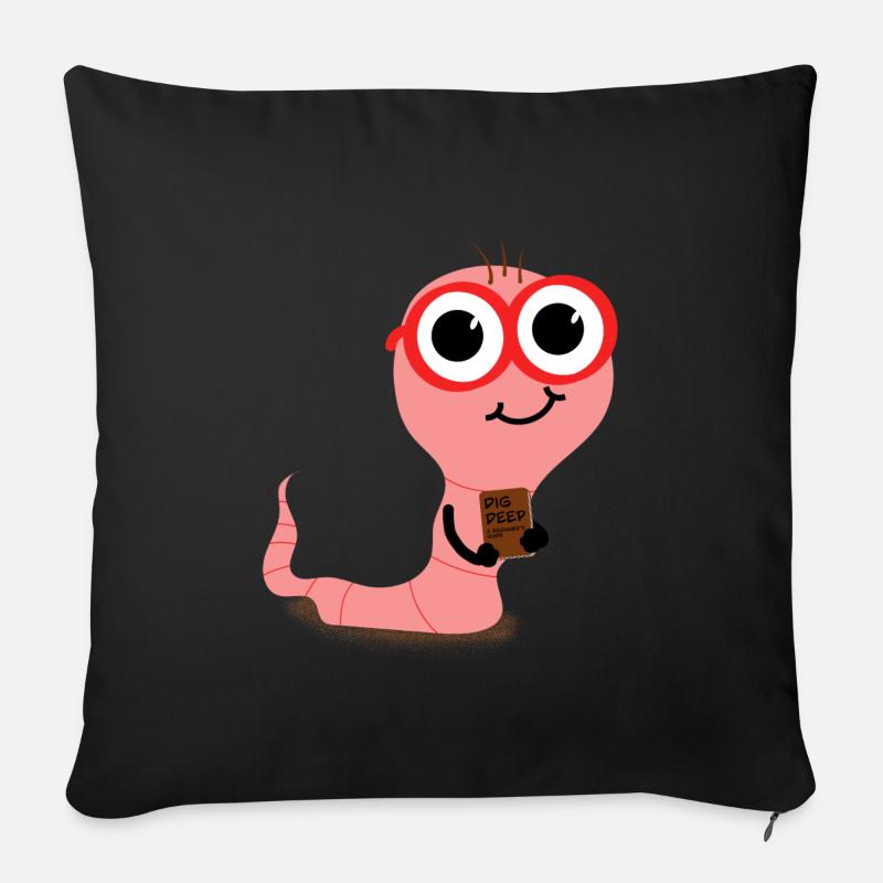 Bookworm - bookworm - Sofa pillowcase 17,3'' x 17,3'' (45 x 45 cm) - black