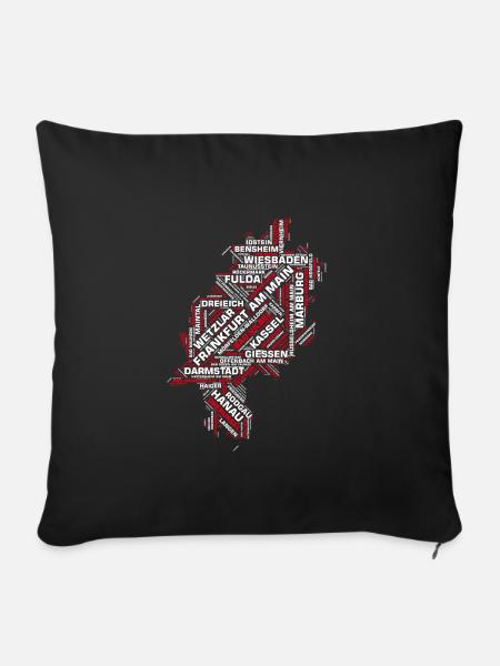 Hessen Bundesland : Hessens Städte und Gemeinden - Sofakissenbezug 45 x 45 cm - Schwarz