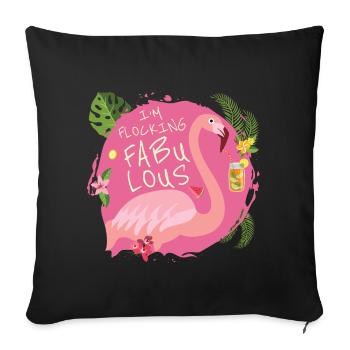 Je flocks fabuleux - Flamingo Paradise Vacation - Housse de coussin décorative 45 x 45 cm - noir - Devant