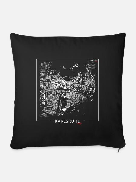 Schwarzplan Karlsruhe Figureground Diagram Quadrat - Sofakissenbezug 45 x 45 cm - Schwarz