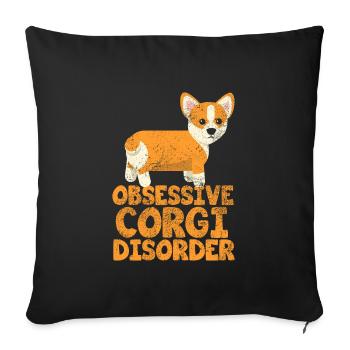 Désordre corgi obsessionnel - Housse de coussin décorative 45 x 45 cm - noir - Devant