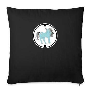 LOGO Einhorn türkis Regenbogen - Sofakissenbezug 45 x 45 cm - Schwarz - Vorne