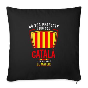 Soc CATALA Catalan Catalunya Catalona Catalonia - Housse de coussin décorative 45 x 45 cm - noir - Devant