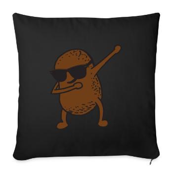 Pomme de terre drôle avec des lunettes de soleil posant en tamponnant - Housse de coussin décorative 45 x 45 cm - noir - Devant