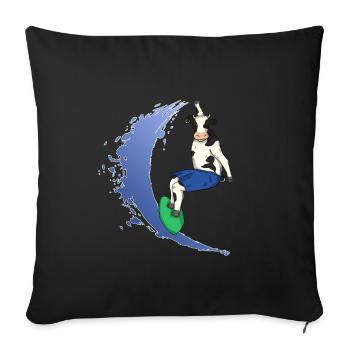 Vache surfante Photo drôle planche de surf muh - Housse de coussin décorative 45 x 45 cm - noir - Devant