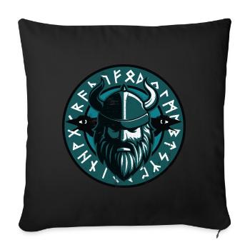 Wikinger Odin mit Hugin und Munin - Sofakissenbezug 45 x 45 cm - Schwarz - Vorne