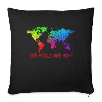 Un monde une maison - Housse de coussin décorative 45 x 45 cm - noir - Devant