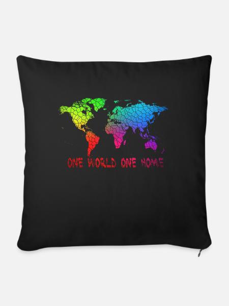 One World One Home - Sofakissenbezug 45 x 45 cm - Schwarz