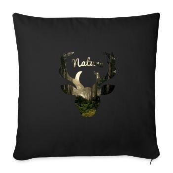 Nature, Nature, deer, forest - Sofa pillowcase 17,3'' x 17,3'' (45 x 45 cm) - black - Front