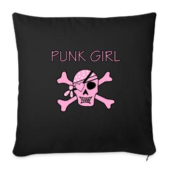 Punk Girl Skull Skull Pirate - Sofa pillowcase 17,3'' x 17,3'' (45 x 45 cm) - black - Front