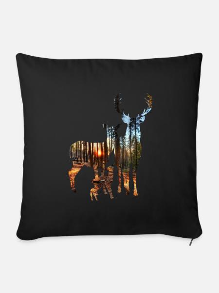 Elchfamilie II - Sofakissenbezug 45 x 45 cm - Schwarz