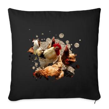 cueillette de poulet chanceux - Housse de coussin décorative 45 x 45 cm - noir - Devant