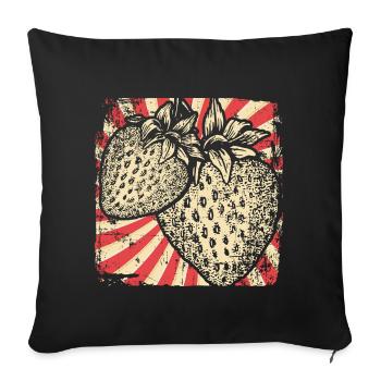 Strawberry fruit - Sofa pillowcase 17,3'' x 17,3'' (45 x 45 cm) - black - Front