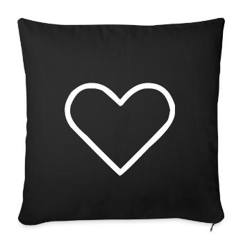 White heart for the love - Sofa pillowcase 17,3'' x 17,3'' (45 x 45 cm) - black - Front
