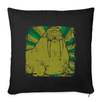 Animal welfare walrus seal - Sofa pillowcase 17,3'' x 17,3'' (45 x 45 cm) - black - Front