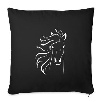 Cheval blanc avec belle crinière - Housse de coussin décorative 45 x 45 cm - noir - Devant