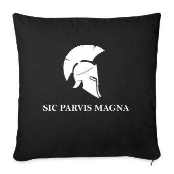 Casque Légionnaire / Hoplite - Sic Parvis Magna - Housse de coussin décorative 45 x 45 cm - noir - Devant
