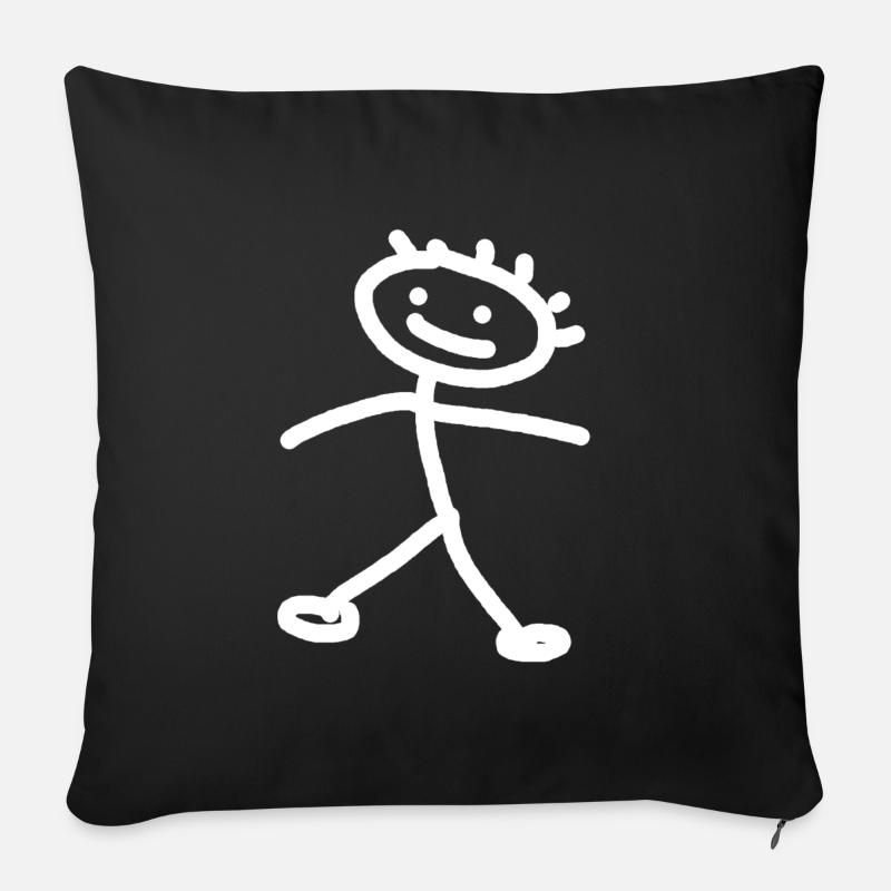 Strichmännchen weiss - Sofakissenbezug 45 x 45 cm - Schwarz