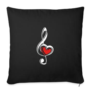 Clef avec coeur - Housse de coussin décorative 45 x 45 cm - noir - Devant