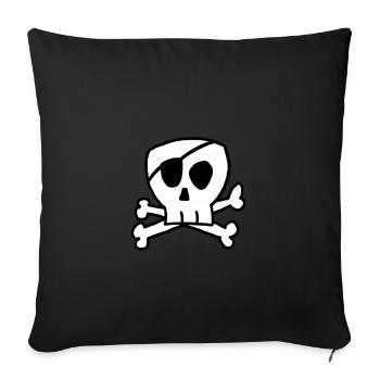 Crâne avec os croisés et cache-œil - Housse de coussin décorative 45 x 45 cm - noir - Devant