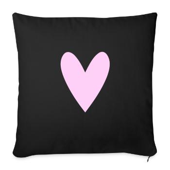 Coeur rose - Housse de coussin décorative 45 x 45 cm - noir - Devant